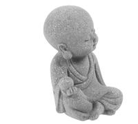 Beavorty Statue de Bouddha en Résine Gris Ardoise, Figurine de Moine Miniature pour Aquarium, Décoration Paisible et Solide pour Poissons, Ornement D’Aquarium, Sculpture Bouddhiste