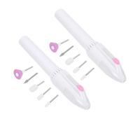 Beavorty Stylo à graver électrique Set Manucure Électrique Portable 2 Sets Embouts de Perceuse en Plastique Blanc, Prise en Main Confortable pour Nail Art à Domicile