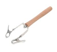 Beavorty Support de Moxibustion à Double Clip Métallique Portable avec Poignée en Bois Ergonomique, Réduit la Fumée pour Techniques de Moxibustion Corporelle