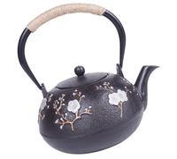 Beavorty Théière Tetsubin en Fer Infuseur et Poignée Confortable pour Maison, Petite Théière Noire en Métal Thé Traditionnel