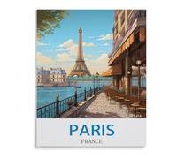 BEAYODKP 5D Bricolage Diamant Peinture，oster de voyage vintage Paris France，3d Point De Croix Diamant Broderie Diamant Mosaïque Décor À La Maison（50 x 60 cm/19.68 x 23.62 pouces）-C9