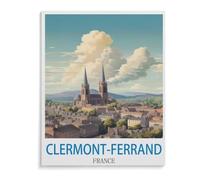 BEAYODKP 5d Diamant Broderie，Clermont Ferrand Affiche de voyage vintage France，Diamant Croix Peinture Kits Diy（40 x 50 cm/15.74 x 19.68 pouces）-B100