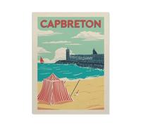 BEAYODKP 5D Diamant Peinture ，Affiche de voyage vintage du phare de Capbreton，kits de peinture de strass de diamant de DIY pour des arts de broderie d'adultes décor à la maison（40 x 50 cm）-BO79
