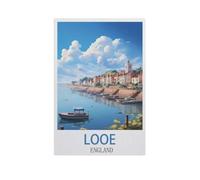 BEAYODKP 5D Diamant Peinture Point de Croix Broderie，Looe, Angleterre，Diamond Painting Strass Complet, Croix Peinture Strass Salon Chambre Stickers Home Décoration Murale（40 x 50 cm）-IJ55