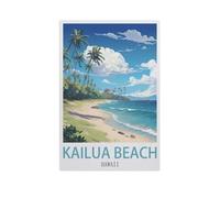 BEAYODKP 5D Diamant Peinture Point de Croix Broderie，Plage de Kailua, Hawaii，Diamond Painting Strass Complet, Croix Peinture Strass Salon Chambre Stickers Home Décoration Murale（30 x 40 cm）-IH95