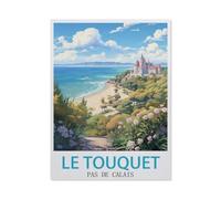 BEAYODKP 5D DIY Diamant Peinture，Affiche de voyage vintage du Touquet Pas de Calais，Diamant Point De Croix Mosa?que Image Halloween Diamant Broderie（30 x 40 cm/11.81 x 15.74 pouces）-BU44