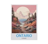 BEAYODKP 5D DIY Diamant Peinture，Affiche vintage de voyage de l'Ontario, Canada，Diamant Point De Croix Mosa?que Image Halloween Diamant Broderie（30 x 40 cm/11.81 x 15.74 pouces）-BX32