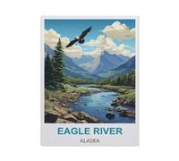 BEAYODKP 5D Diy Diamant Peinture，Eagle River, Alaska，Point De Croix Diamant，Mosa?que Artisanat Peinture Décorative（30 x 40 cm/11.81 x 15.74 pouces）-CB54
