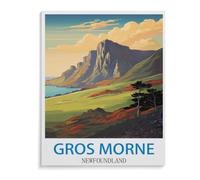 BEAYODKP 5D DIY Diamant Peinture，Gros Morne Poster de voyage vintage Terre-Neuve，Diamant Point De Croix Mosa?que Image Halloween Diamant Broderie（50 x 60 cm/19.68 x 23.62 pouces）-B93