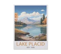BEAYODKP 5D DIY Diamant Peinture Kit，Lake Placid New York，Diamant Point De Croix, Décoration De La Maison Cadeau（30 x 40 cm/11.81 x 15.74 pouces）-IF9