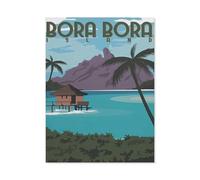 BEAYODKP 5D DIY Diamant Peinture Kit，Montagne de l'île de Bora Bora，Diamant Point De Croix, Décoration De La Maison Cadeau（50 x 60 cm/19.68 x 23.62 pouces）-BK4