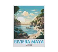 BEAYODKP 5D DIY Diamant Peinture Kit，Riviera Maya, Mexique，Diamant Point De Croix, Décoration De La Maison Cadeau（30 x 40 cm/11.81 x 15.74 pouces）-BD56