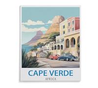 BEAYODKP 5D DIY Diamant Peinture，Poster vintage de voyage en Afrique du Cap-Vert，Diamant Point De Croix Mosa?que Image Halloween Diamant Broderie（30 x 40 cm/11.81 x 15.74 pouces）-B73