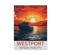 BEAYODKP 5D Diy Diamant Peinture，Westport Massachusetts，Point De Croix Diamant，Mosa?que Artisanat Peinture Décorative（30 x 40 cm/11.81 x 15.74 pouces）-AI49