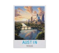 BEAYODKP 5D Diy Diamond Painting，Affiche de voyage vintage d'Austin, Texas，Cross Stitch Full Diamond Embroidery Mosaic Pattern Beaded Embroidery（40 x 50 cm/15.74 x 19.68 pouces）-BZ6
