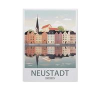 BEAYODKP 5D Diy Diamond Painting，Affiche de voyage vintage de Neustadt Bremen，Cross Stitch Full Diamond Embroidery Mosaic Pattern Beaded Embroidery（30 x 40 cm/11.81 x 15.74 pouces）-AX58