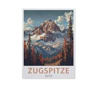 BEAYODKP 5D Diy Diamond Painting，Affiche de voyage vintage des Alpes de Zugspitze，Cross Stitch Full Diamond Embroidery Mosaic Pattern Beaded Embroidery（40 x 50 cm/15.74 x 19.68 pouces）-AY58
