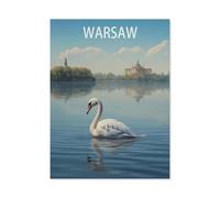 BEAYODKP 5D Diy Diamond Painting，Affiche de voyage vintage Varsovie, lac de Pologne，Cross Stitch Full Diamond Embroidery Mosaic Pattern Beaded Embroidery（30 x 40 cm/11.81 x 15.74 pouces）-AU98