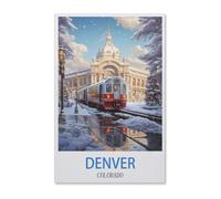 BEAYODKP 5D Diy Diamond Painting，Denver Colorado Poster de voyage vintage，Cross Stitch Full Diamond Embroidery Mosaic Pattern Beaded Embroidery（40 x 50 cm/15.74 x 19.68 pouces）-G73