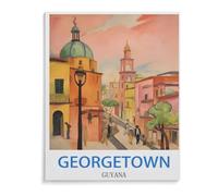 BEAYODKP 5D Diy Diamond Painting，Georgetown Affiche de voyage vintage Guyane，Cross Stitch Full Diamond Embroidery Mosaic Pattern Beaded Embroidery（30 x 40 cm/11.81 x 15.74 pouces）-D7