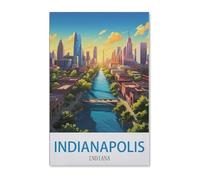 BEAYODKP 5D Diy Diamond Painting，Indianapolis Affiche de voyage vintage Indiana，Cross Stitch Full Diamond Embroidery Mosaic Pattern Beaded Embroidery（40 x 50 cm/15.74 x 19.68 pouces）-E7