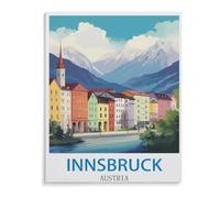 BEAYODKP 5D Diy Diamond Painting，Innsbruck Poster de voyage vintage Autriche，Cross Stitch Full Diamond Embroidery Mosaic Pattern Beaded Embroidery（30 x 40 cm/11.81 x 15.74 pouces）-C87