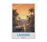 BEAYODKP 5D Diy Diamond Painting，Lahaina Poster de voyage vintage hawa茂en，Cross Stitch Full Diamond Embroidery Mosaic Pattern Beaded Embroidery（40 x 50 cm/15.74 x 19.68 pouces）-F27