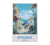 BEAYODKP 5D Diy Diamond Painting，Mykonos Poster de voyage vintage Grèce ，Cross Stitch Full Diamond Embroidery Mosaic Pattern Beaded Embroidery（30 x 40 cm/11.81 x 15.74 pouces）-G93