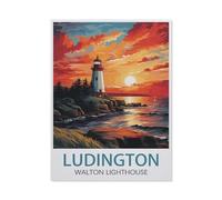 BEAYODKP 5D Diy Diamond Painting，Phare de Ludington Walton，Cross Stitch Full Diamond Embroidery Mosaic Pattern Beaded Embroidery（30 x 40 cm/11.81 x 15.74 pouces）-AZ78