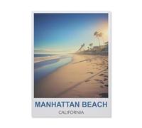 BEAYODKP 5D Diy Diamond Painting，Plage de Manhattan Californie，Cross Stitch Full Diamond Embroidery Mosaic Pattern Beaded Embroidery（40 x 50 cm/15.74 x 19.68 pouces）-IC36