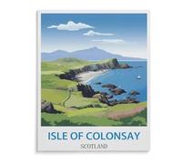 BEAYODKP 5D Diy Diamond Painting，Poster de voyage vintage de l'île de Colonsay en Écosse，Cross Stitch Full Diamond Embroidery Mosaic Pattern Beaded Embroidery（50 x 60 cm/19.68 x 23.62 pouces）-B47