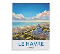 BEAYODKP 5D Diy Diamond Painting，Poster de voyage vintage Le Havre France，Cross Stitch Full Diamond Embroidery Mosaic Pattern Beaded Embroidery（30 x 40 cm/11.81 x 15.74 pouces）-A67