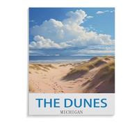 BEAYODKP 5D Diy Diamond Painting，Poster de voyage vintage The Dunes Michigan，Cross Stitch Full Diamond Embroidery Mosaic Pattern Beaded Embroidery（50 x 60 cm/19.68 x 23.62 pouces）-D27