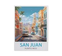 BEAYODKP 5D DIY Diamond Painting，San Juan Porto Rico，Kit de point de croix avec strass en cristal, Artisanat en mosa?que pour la décoration de la maison（30 x 40 cm/11.81 x 15.74 pouces）-AK86