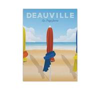 BEAYODKP Affiche de voyage vintage de la plage de Deauville en France,Panneau en métal - Plaque murale pour maison, bar, café, salle de jeux, garage(30x40cm 12x16 inch-BN81