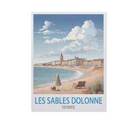 BEAYODKP Affiche de voyage vintage Les Sables Dolonne Vendée，Vintage Métal Signe D'Étain pour la Maison Cuisine Ferme Jardin Garage Décoration Murale(20x30cm 8x12 inch-BT100