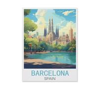 BEAYODKP Barcelone Espagne，Peinture par Numéros Adultes et Enfants Débutants Peintures avec Cadre Comprend des Pinceaux et des Peintures Acryliques（30x40cm）-T4