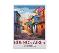 BEAYODKP Buenos Aires, Argentine，panneaux métalliques en étain, Art mural | Affiche imprimée en fer blanc épais, décoration murale(30x40cm 12x16 inch-DR38