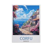 BEAYODKP Corfou, Grèce，Kit de peinture diamant 5D bricolage, strass point de croix, broderie à la main cadeau de vacances adulte/enfant（40 x 50 cm/15.74 x 19.68 pouces）-BR52
