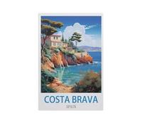 BEAYODKP Costa Brava, Espagne，Peinture par Numéros Adultes et Enfants Débutants Peintures avec Cadre Comprend des Pinceaux et des Peintures Acryliques（20x30cm） 7,8x11,8 pouces-GD96