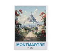 BEAYODKP Décoration murale rétro en métal,Affiche de voyage vintage de Montmartre à Paris,imprimée pour club, bar, café, salon, cuisine, garage, maison(20x30cm 8x12 inch-BT49