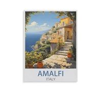 BEAYODKP Diamant Peinture Plein Diamant,Amalfi Italie,Rond Diamant Décor À La Maison Papier Peint(50 x 60 cm/19.68 x 23.62 pouces)-HF15