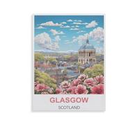 BEAYODKP Diamant Peinture Plein Diamant，Glasgow Écosse，Rond Diamant Décor À La Maison Papier Peint（40 x 50 cm/15.74 x 19.68 pouces）-HK15