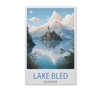 BEAYODKP Diamant Peinture Plein Diamant，Lac de Bled Slovénie，Rond Diamant Décor À La Maison Papier Peint（40 x 50 cm/15.74 x 19.68 pouces）-Z4