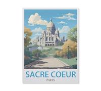 BEAYODKP Diamant Peinture Plein Diamant，Sacré-Cœur Paris，Rond Diamant Décor À La Maison Papier Peint（30 x 40 cm/11.81 x 15.74 pouces）-GM14