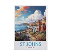 BEAYODKP Diamant Peinture Plein Diamant，St. John's, Canada，Rond Diamant Décor À La Maison Papier Peint（40 x 50 cm/15.74 x 19.68 pouces）-BG48