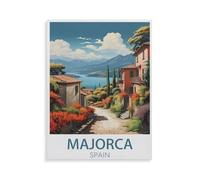 BEAYODKP Diamond-Painting Rond，Majorque, Espagne, côte，Broderie Diamant,Tableau Strass Diamant, Artisanat Cristal en Mosaïque Cadeaux Faits à la Main（50 x 60 cm/19.68 x 23.62 pouces）-HE30