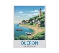 BEAYODKP DIY 5D Diamant Peinture Broderie Kit Diamant Peinture，Affiche de voyage d'Oléron Nouvelle Aquitaine，Mosa?que Artisanat Cadeaux Faits à La Main（40 x 50 cm/15.74 x 19.68 pouces）-BT69