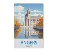 BEAYODKP DIY 5D Diamant Peinture Broderie Kit Diamant Peinture，Angers France Affiche de voyage vintage，Mosa?que Artisanat Cadeaux Faits à La Main（30 x 40 cm/11.81 x 15.74 pouces）-H24