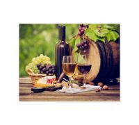 BEAYODKP DIY 5D Diamant Peinture Broderie Kit Diamant Peinture，Vin et fromage sur une table en bois, tonneau à vin, verres, bouteilles，Mosa?que Artisanat Cadeaux Faits à La Main（30 x 40 cm）-N58